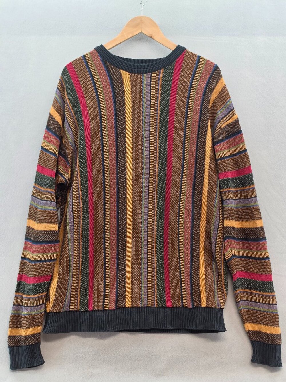 Vintage Norm Thompson Sweater Mens XL Knit Coogie Style 3D Textured Biggie Cosby